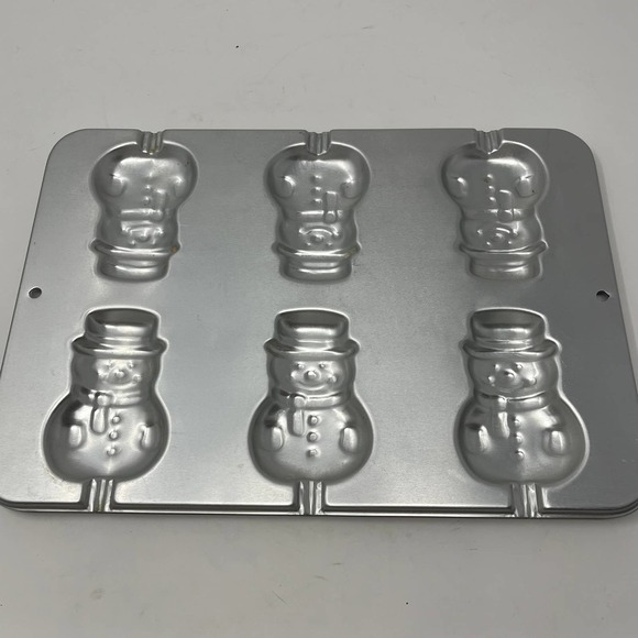 Set of 3 Vintage Wilton Holiday Christmas Baking Molds Snowmen Gingerbread Trees - Picture 6 of 10